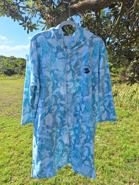 Ocean Blue-Teen/Adult Zipper Towel Jacket