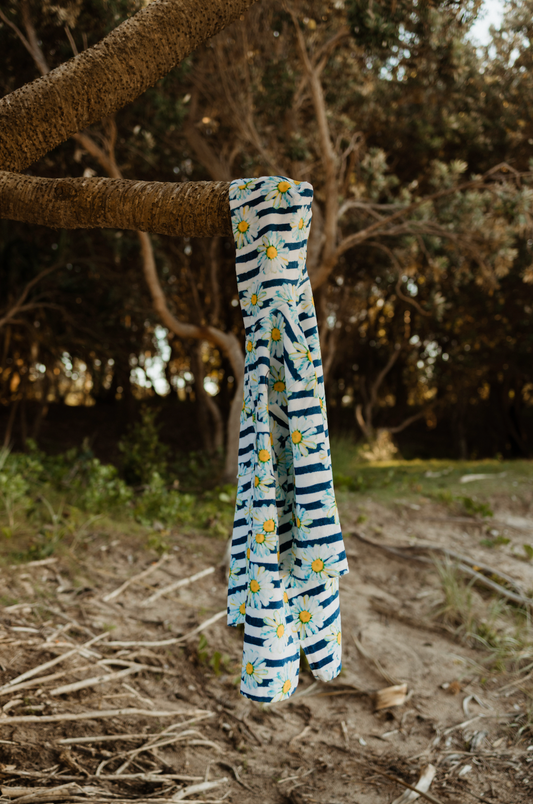 Australian-designed kids wearable towel – coastal style in 100% cotton.