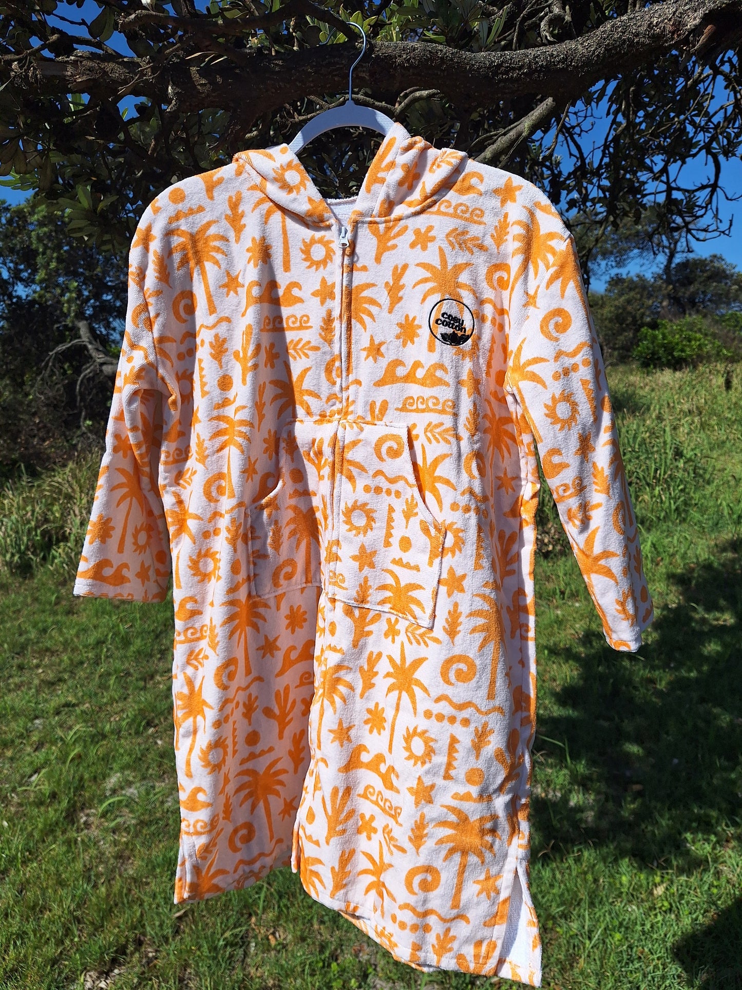 Orange Palm- Kids 5-10 Years Zipper Towel Jacket