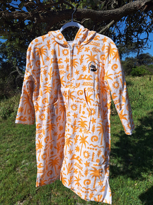 Orange Palm- Kids 5-10 Years Zipper Towel Jacket